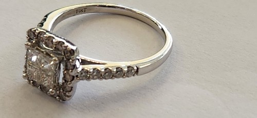 14 Karat Weißgold natürlicher Diamant Cluster Ring 1,25 CTW Prinzessin runder Schliff Gr. 7,5 - Bild 8 von 12