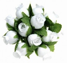 144 Miniature Poly Rose Silk Favor Flower Pick Wedding Shower - White