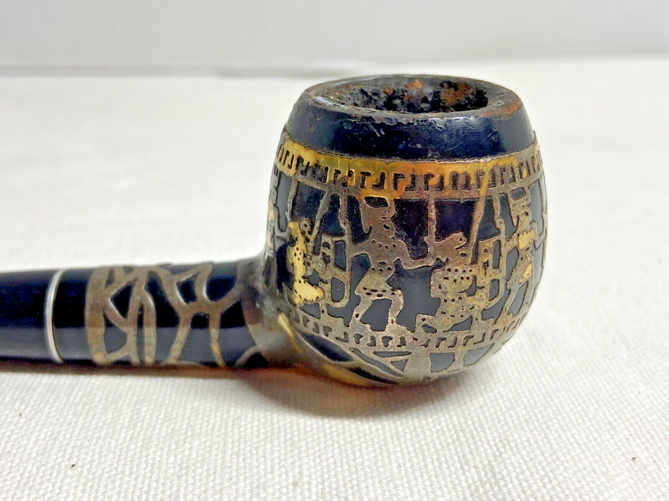 Vintage MEDICO Sterling Silver 925 Overlay Tobacco Pipe Aztec Warrior ...