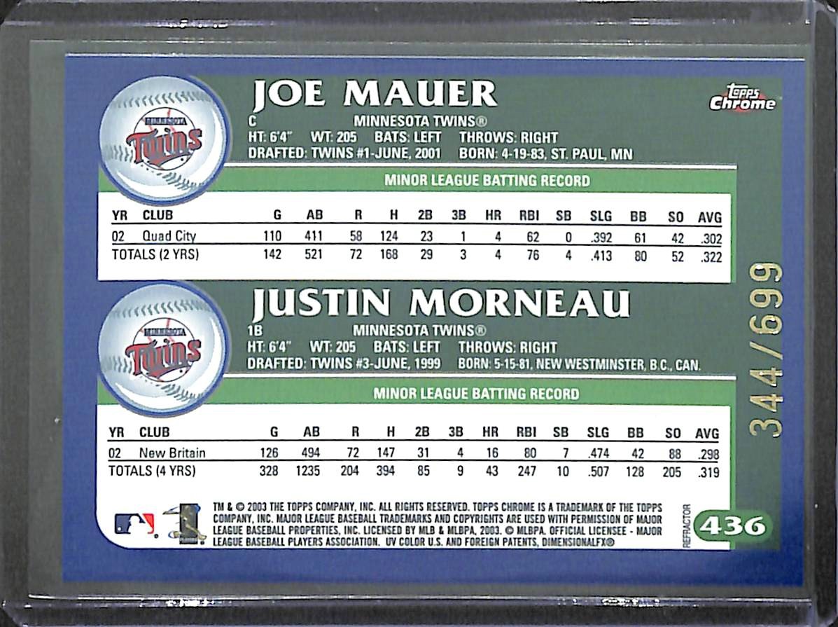 2003 Topps Chrome Prospects Refractor 437 Joe Mauer Justin Morneau 