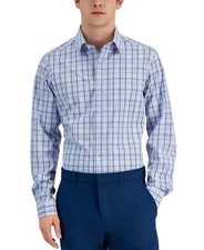 Club Room Men's Slim Fit 4-Way Stretch Plaid Dress Shirt Size Small New