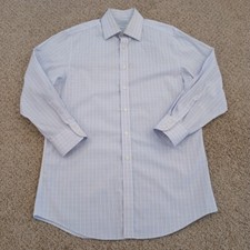 Charles Tyrwhitt Shirt Mens Size 16 Slim Pink Blue Plaid Long Sleeve Button Up