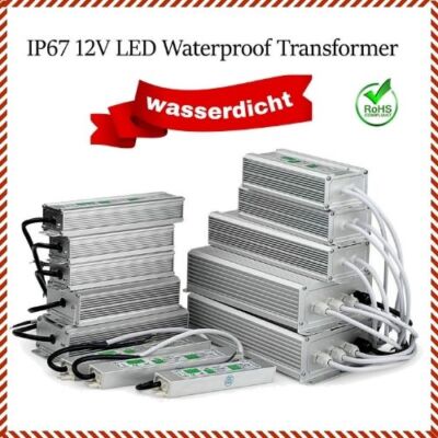 DC 12V LED Trafo Transformator Netzteil Wasserdicht IP67 LED Strip 10W-350W DE