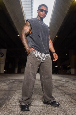 YOUNGLA (SOLD OUT) - 2079 - DARK WAVE JOGGERS - HUNTER GREEN WASH
