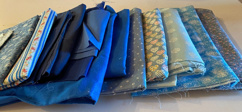 Lot of Blue quilting cotton fabric different designs crafting fabric - Imagen 2 de 4