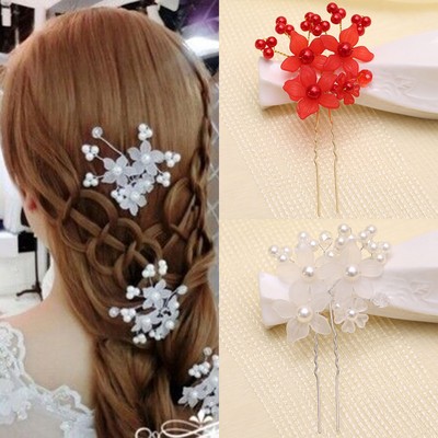 Wedding Bridal Flower Pearl Pins Clips Bridesmaid Side Comb Hair