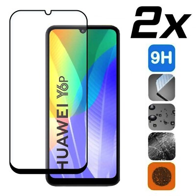 2x Huawei Y6p Panzerfolie aus Echtglas Hartglas Display-Schutzglas Full Cover 9H