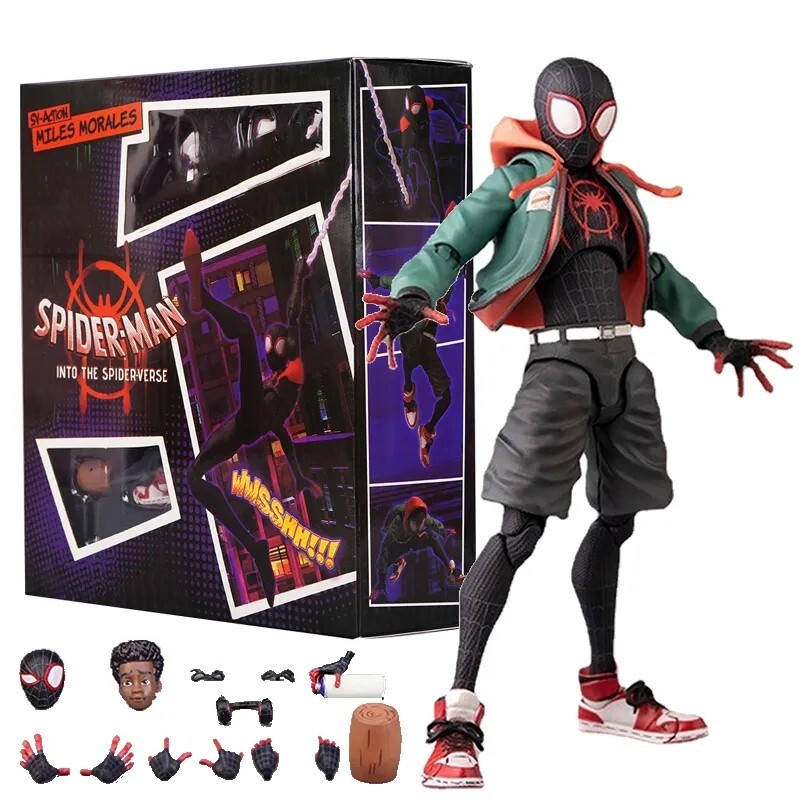 Spiderman Figura Miles Morales Into The Spider Verse Articulada Con Accesorio