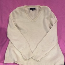 Alex Marie Sweater Womens Size Large Cashmere V-neck Pullover Long Sleeve Yellow
