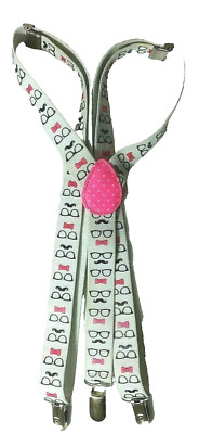 Claire's Suspenders, Teen/Adult printed with Glasses, mustaches and bow ties
