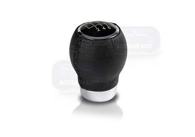 Pomello Leva Cambio 5 Marce + Retro In Argento Satinato Per Fiat 500 E 500C (2007-2018) - 1neiSmartech