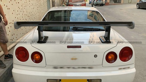 Alerón trasero de fibra de carbono para Nissan Skyline GTR R34 con pierna alta JUN - Imagen 3 de 17