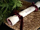 Handmade Christmas Napkin Crackers - Embroidered Ho Ho Ho - Stars Lining