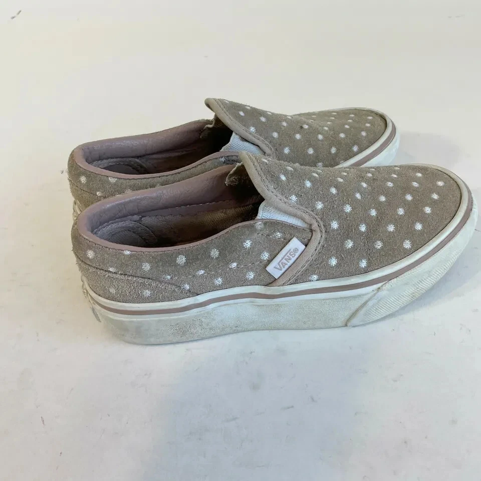 VANS Off The Wall Clásico Plataforma Zapatos Sin Cordones Niñas 13.5 Gris Lunares Gamuza Foto 3 de 4