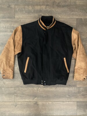 Vintage North End Wool Varsity Bomber Jacket With Quilted Interior
