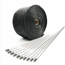Black 2" x 50FT Black Exhaust Wrap Header Manifold Fiberglass Heat Wrap Tape