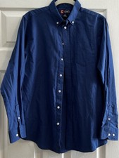 Chaps Button Down Oxford Dress Shirt Boys Size 18 Blue Long Sleeve