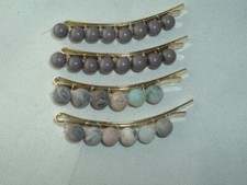 VINTAGE STONE BEAD  GRAY PLASTIC BEAD BOBBY PINS HAIR PINS HAIR ACCESSORY