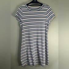 American Eagle Blue Striped T-Shirt Dress Size Large Casual Summer Boho