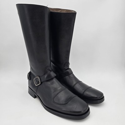 Kenneth Cole Vero Cuoio Boots Men's 11 Leather Riding Moto Mid Calf Zip Buckle
