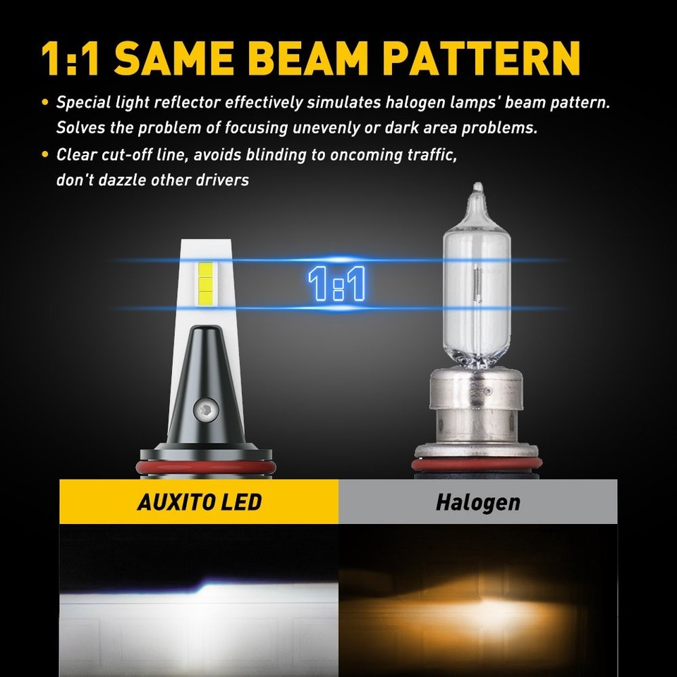 4x H11 + 9005 LED Headlight Bulb Combo Kit - 10000K Xenon White High/Low Beam 11 thumbnail image