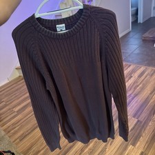 Columbia Men's Large Brown Long Sleeve Crew Neck Cotton Knit Sweater