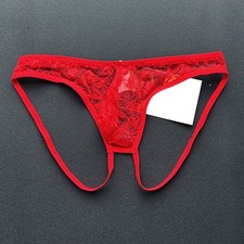 Bragas de cintura baja para hombre calzoncillos lisos ropa interior de encaje para LINGERIE pantalones cortos rojos