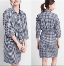 Gap Sarah Jessica Parker Coastal Beachy Navy White Gingham Check Dress Medium