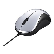 Buffalo Wired BlueLED Silent 3-Button Mouse Silver BSMBU108SV