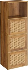 NEW Small Bookcase with Doors Bookshelf Cabinet Storage Home Furniture Wood Tall