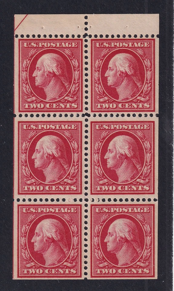 1910 Washington Sc 375a MNH booklet pane VF-XF Position C with PF Cert (LR - Image 2 of 2