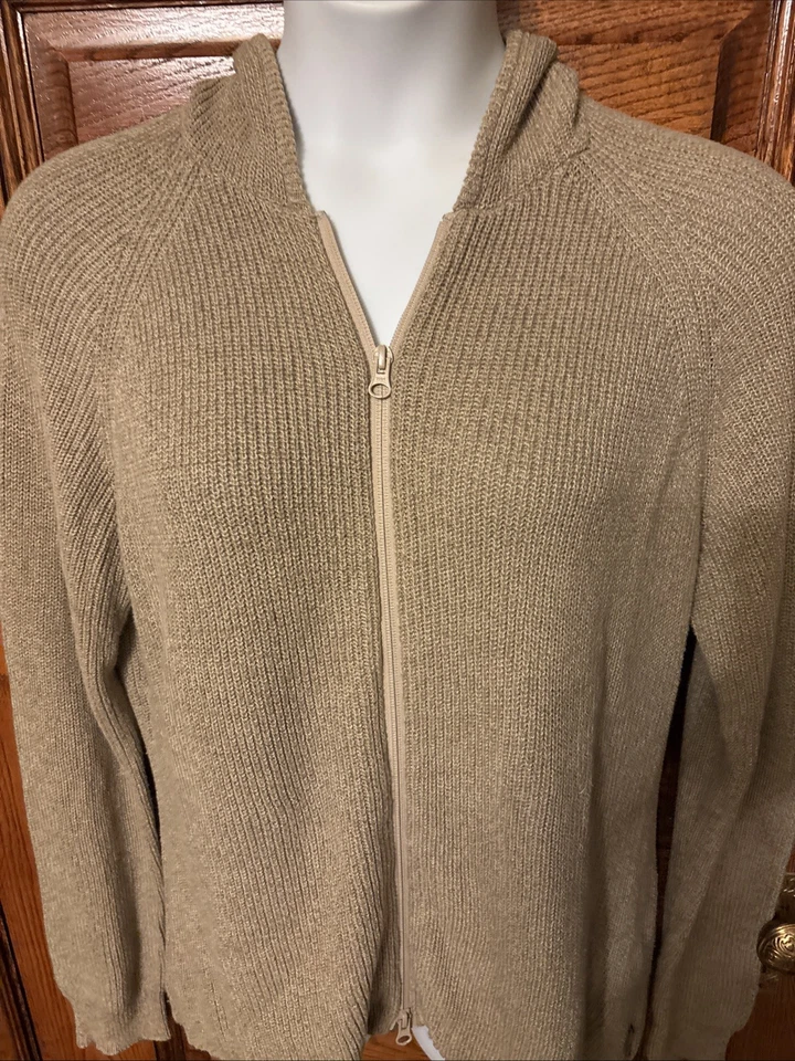 WOOLRICH Mujer 100% Algodón, Suave Caqui Brezo, Cremallera Completa Sudadera con Capucha SUÉTER, XL Foto 4 de 4