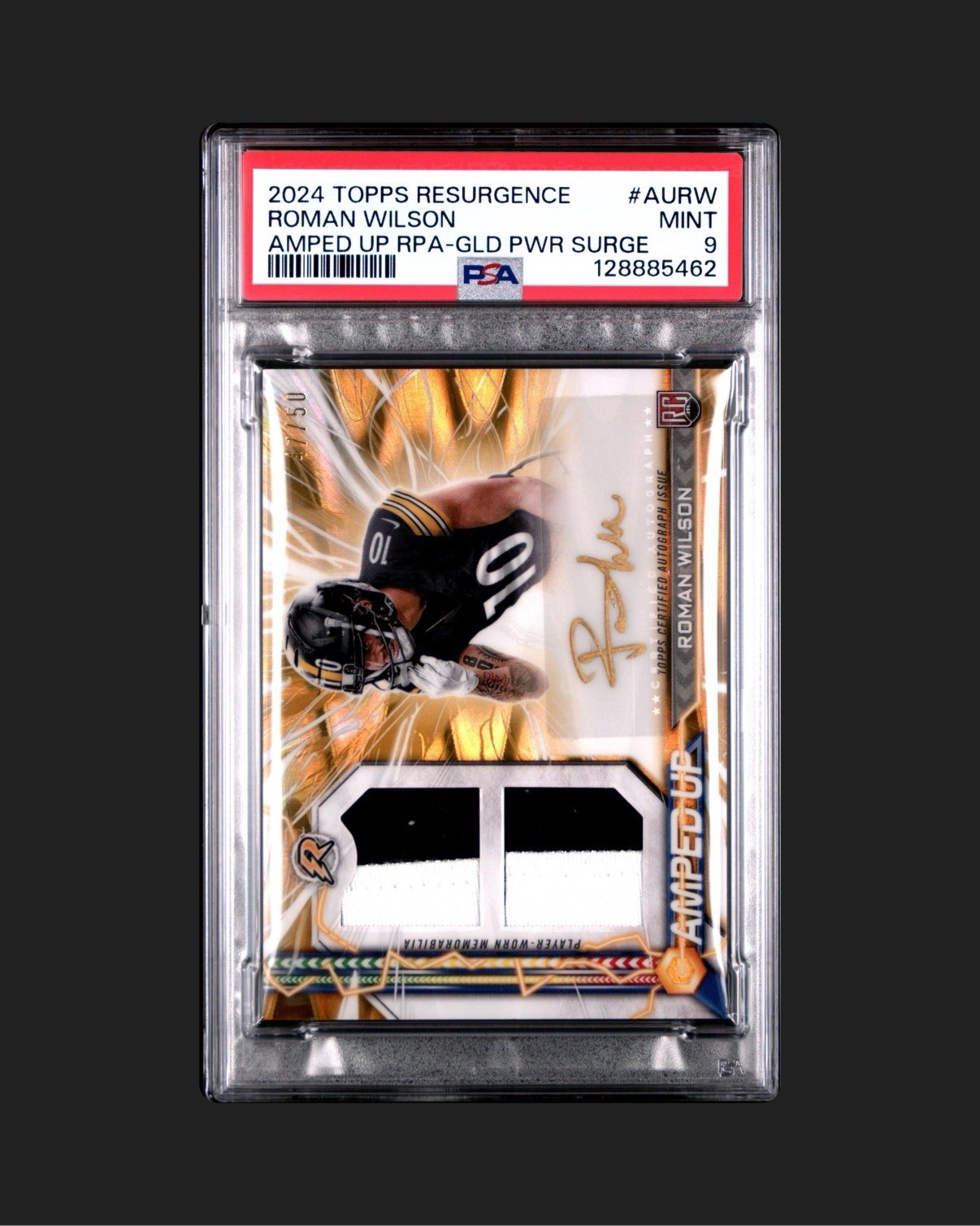 Roman Wilson Topps Resurgence Amped Up Rookie Patch Autographs #AURW Gold Power Surge