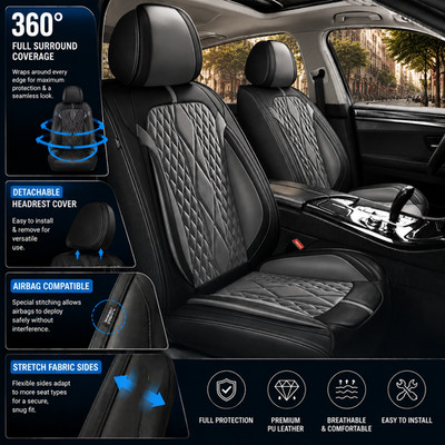 Car Seat Covers  5-Seat Protector Pad For Cadillac STS 2005-2011 PU Leather