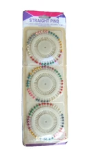 120Pc Sewing Straight Pins - Pearlized Multicolor Ball Heads on 3 Plastic Wheels