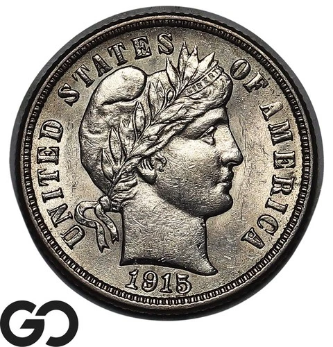 1915 Barber Dime, Lustrous Gem BU++