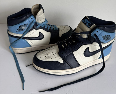 Nike Air Jordan 1 Retro High Top Blue White Obsidian 2019 Release Größe UK 7,5