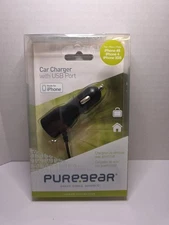 PureGear 30 Pin 10W Apple iPhone Car Charger Adapter with USB Port NEW