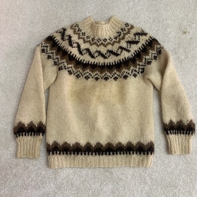 VTG Hilda LTD Pure Wool Fair Isle Icelandic Sweater Fisherman Size S/M