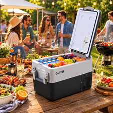 32QT 12V Portable Refrigerator, Dual Zone Car Fridge Freezer with App Control &