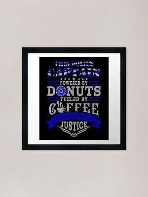 Polizeikapitän angetrieben von Donuts Fu gerahmtes Wandbild Poster Leinwanddruck Bild