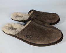 UGG Scuff Slippers Men's Size 11 Brown Suede Shearling Slip On Comfort 5776