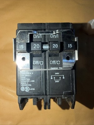 NEW EATON BQC215220 BQC (Common Trip) Quad Circuit Breaker 15 AMP 20 AMP