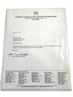 1995 MRS. JEAN MacARTHUR SIGNED LETTER DOUGLAS MacARTHUR FOUNDATION #207