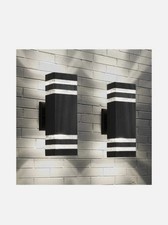 Modern Outdoor Wall Light 2-Pack Waterproof LED Porch Sconce Black IP65