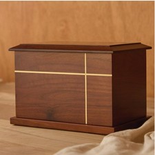 Walnut Cross Cremation Urn for Human Ashes Handcrafted Solid Wood TSA Approved