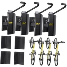  Swivel Bike Wall Mount, Metal Wall Bike Rack with Durable Sleeves, 4 Pack