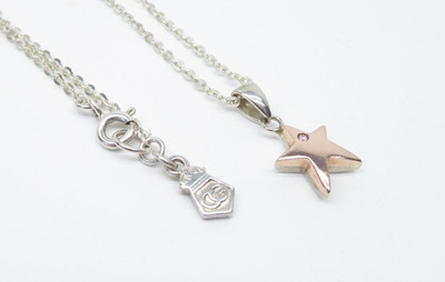 Clogau Gold, Sterlingsilber & 9 kt Rotgold Kinder Stern Anhänger 14'' Kette