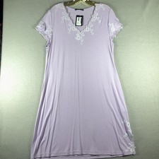 Furstenberg Pajama Gown Women s Size 10 Cap Sleeve Lavender 37" Floral Lace
