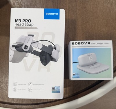 BOBOVR M3 PRO Head Strap & BD2-1 Twin Charger Station for Quest 3/3S White USB-C